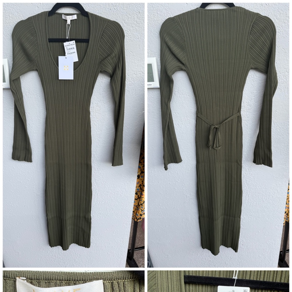 Olive Ribbed Knit Dress